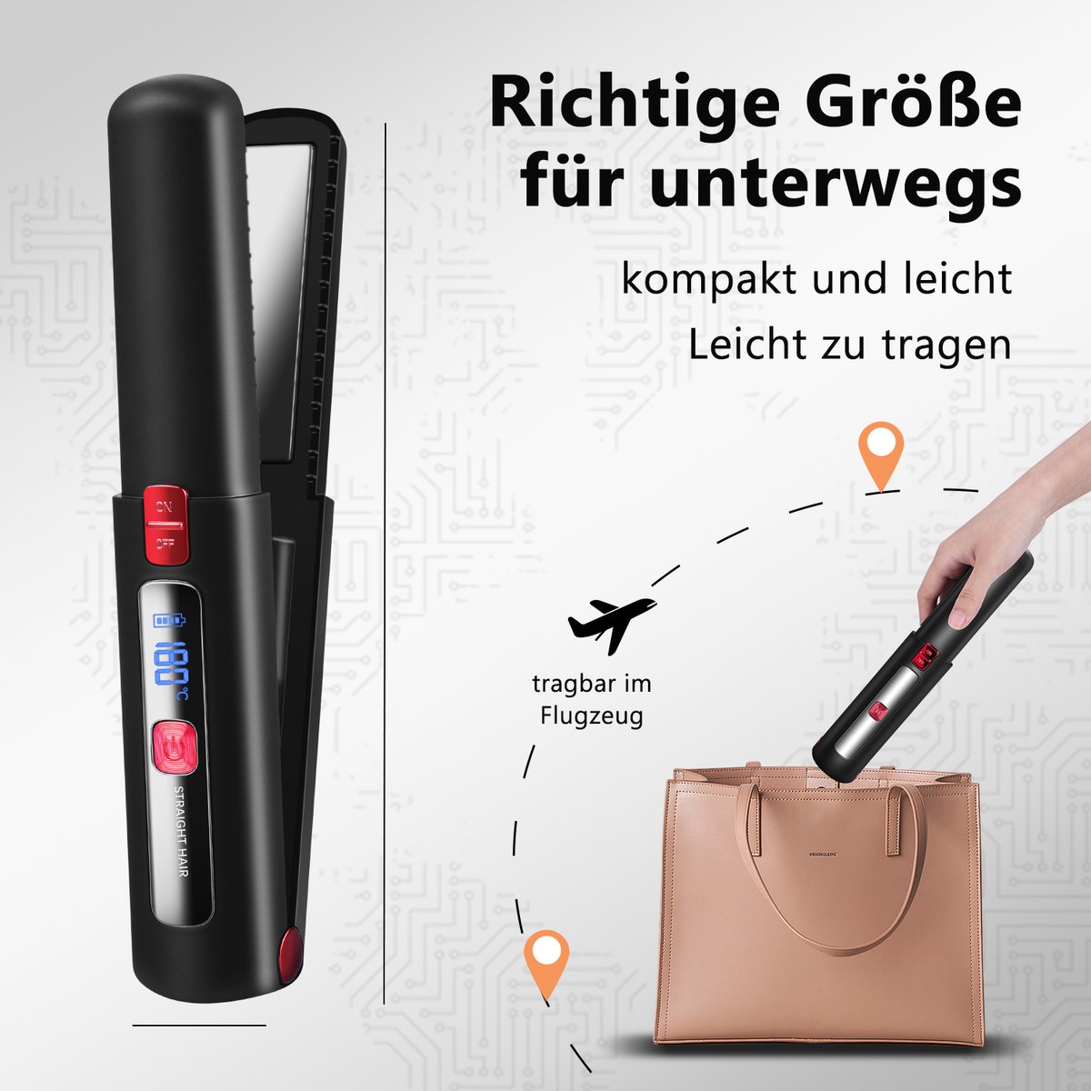 JVJH Mini Draadloze Stijltang 2-in-1 met LCD-Display - afbeelding 3