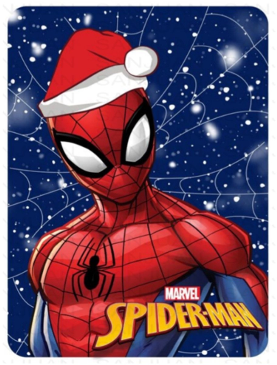 Spider-Man Spiderman Snowing Christmas Fleece deken 100 x 140 cm Blauw multi