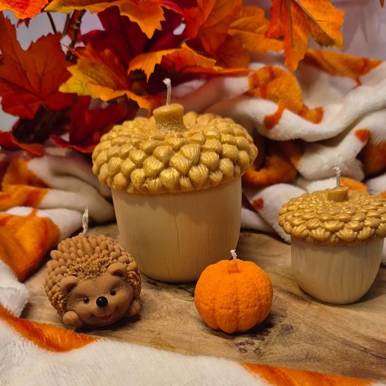 Herfst Kaarsen Set 4-delig - Decoratieve Kaarsen Cadeau | Geurloos