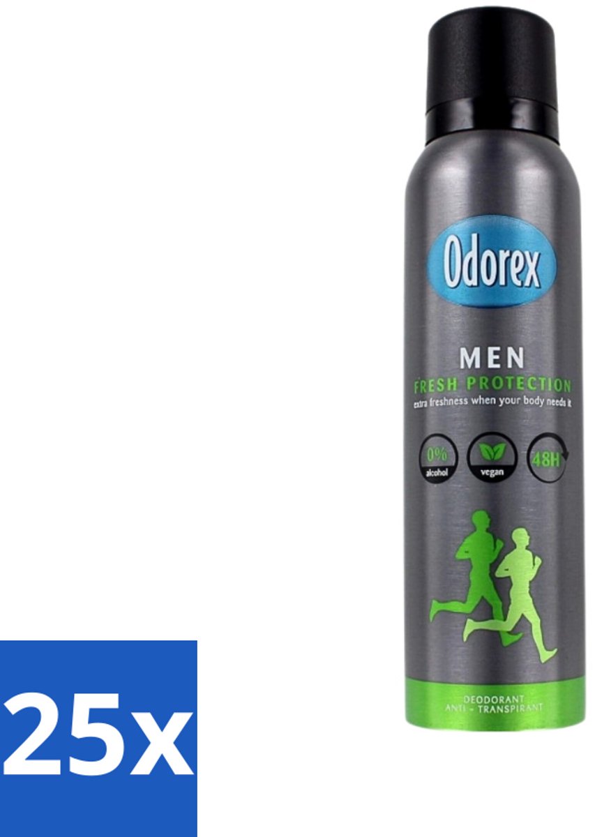25 x Odorex Deodorant Spray For Men Fresh Protection 150 ml - Man Deodorant - Deodorant Spray - Zweet En Geur - Frisheid - Sportieve Geur