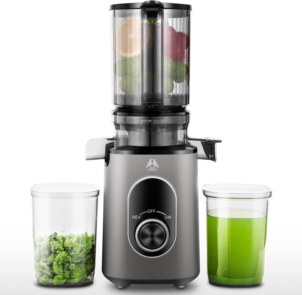AMZCHEF Slowjuicer – Brede vulopening 110mm – 1,2L – Sapcentrifuge voor Groenten & Fruit – Drievoudig filter – BPA-vrij – Multifunctioneel