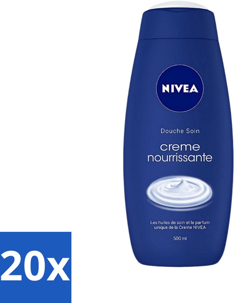 20 x Nivea - Crème Care - Crème Bad - Unieke Nivea Crème Geur - 750 ml - Douchecrème - Crème Bad - Huid Verzorging - Hydratatie - Verzorgende Oliën