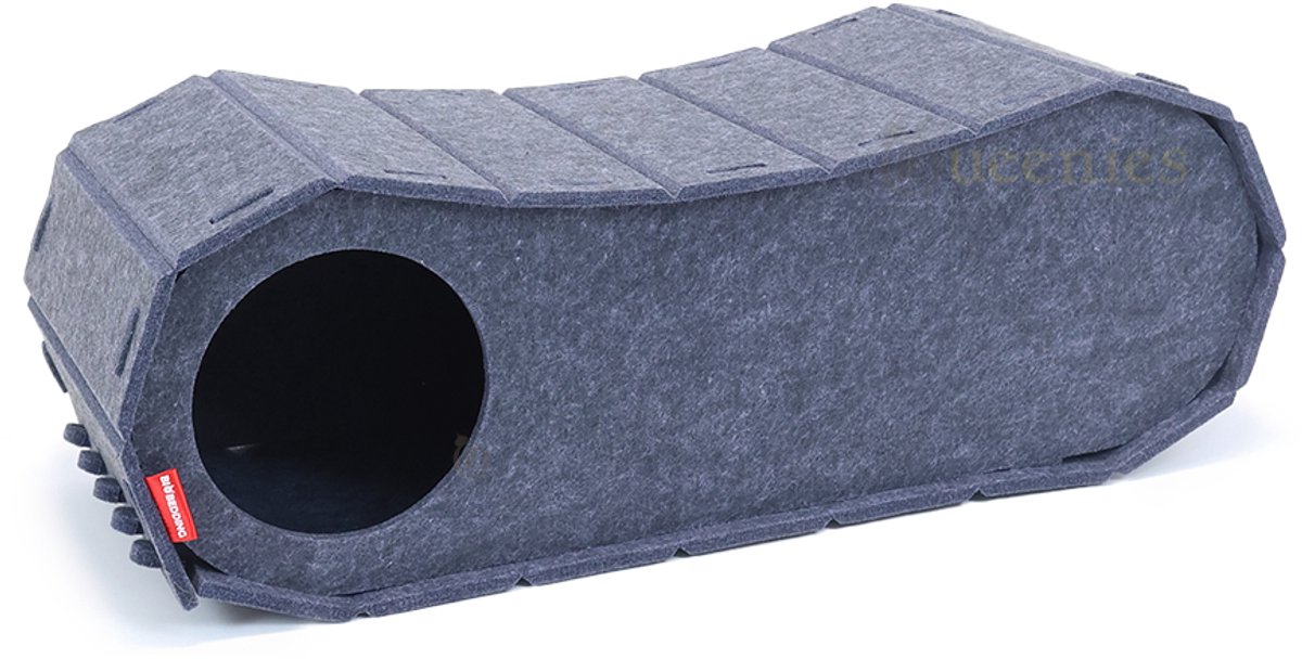 BioBedding – Kattenmand Tunnelvorm – Luxe Mand & Schuilplek – 70 cm Lang – 1 Ronde Ingang – Stevig & Isolerend Vilt