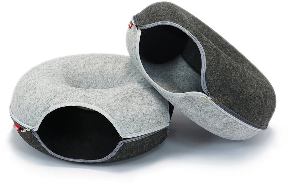 BioBedding – Donut Duo Color Edition – Kattenmand – Duo‑kleur vilt – Ø 50 – 1 opening