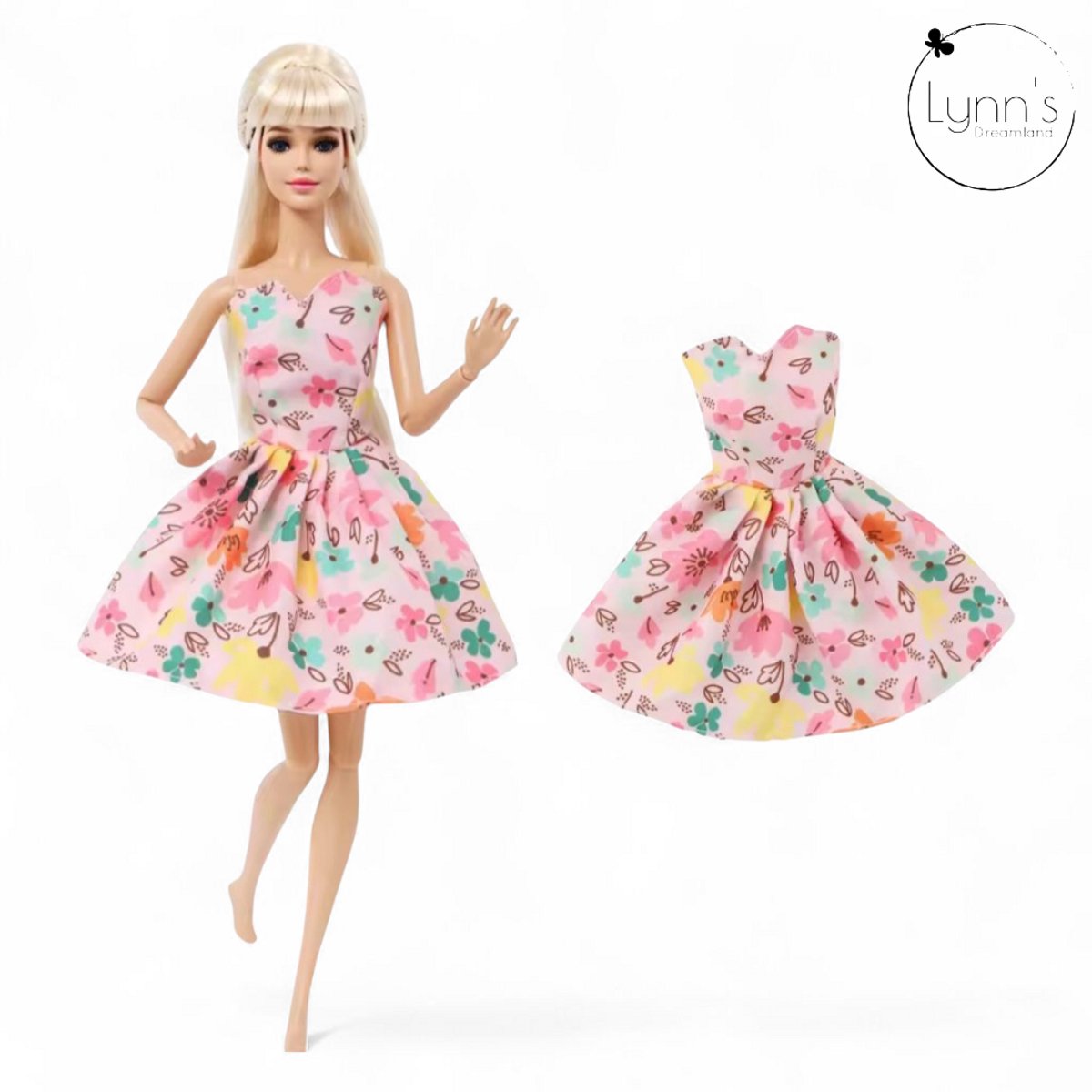 Lynn’s poppenkleertjes - Set ‘Julia’ - Geschikt voor modepop - Set van 5 outfits - Kleding voor modepoppen - Cadeauzakje — afbeelding 7