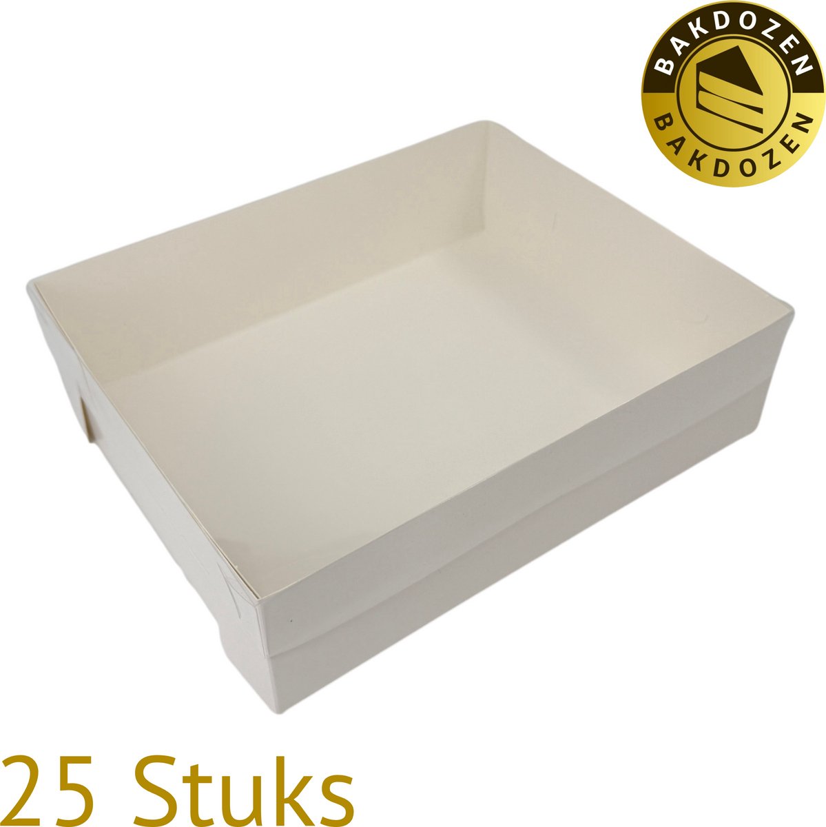 Gebaksdoos Karton - Bonbon doosje - Transparant Deksel - Wit - 25 Stuks - Rechthoekig - 25 x 20 x 7cm - Sweetbox