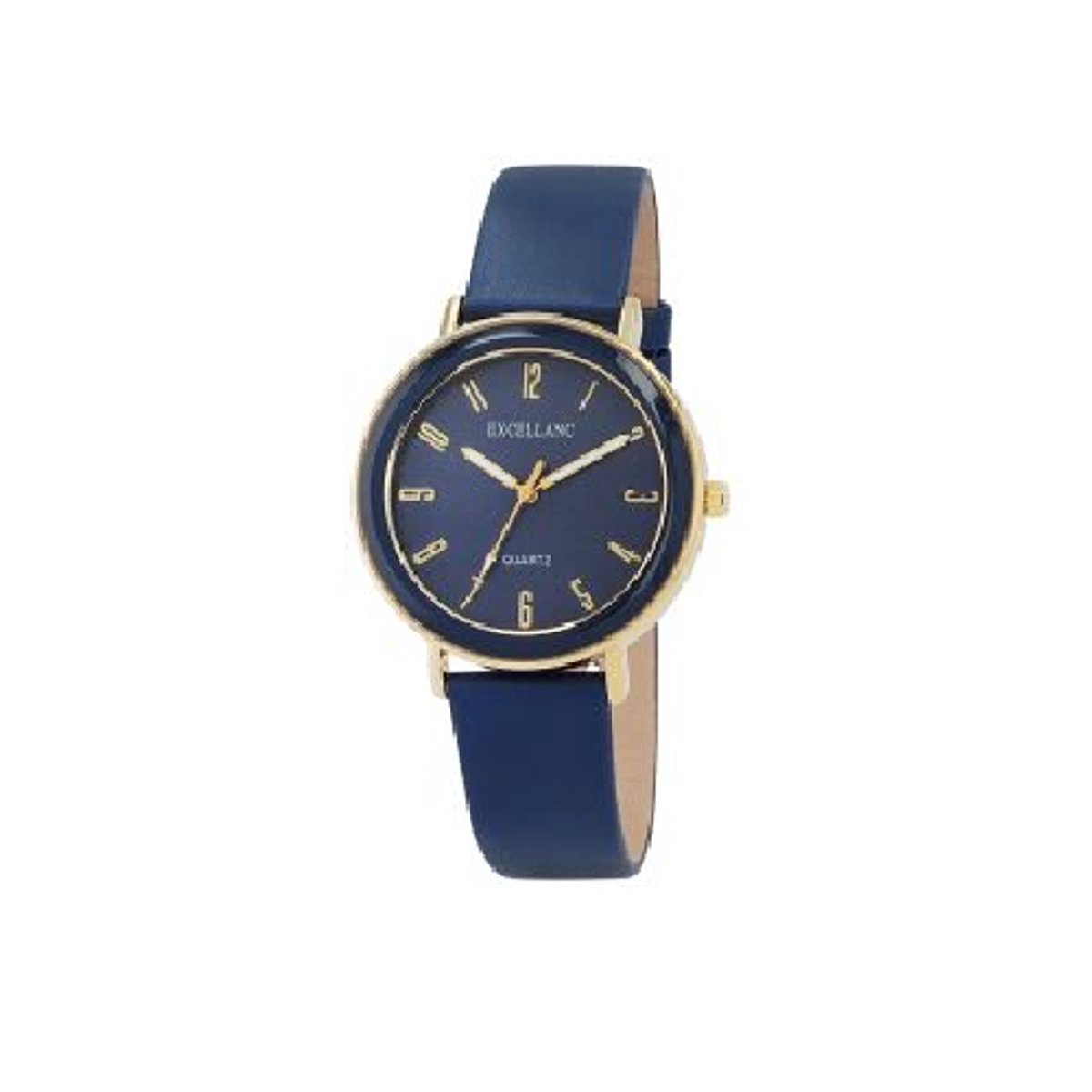 Excellanc-dameshorloge-donkerblauw-goudkleurig-3 atm-diameter 39 mm
