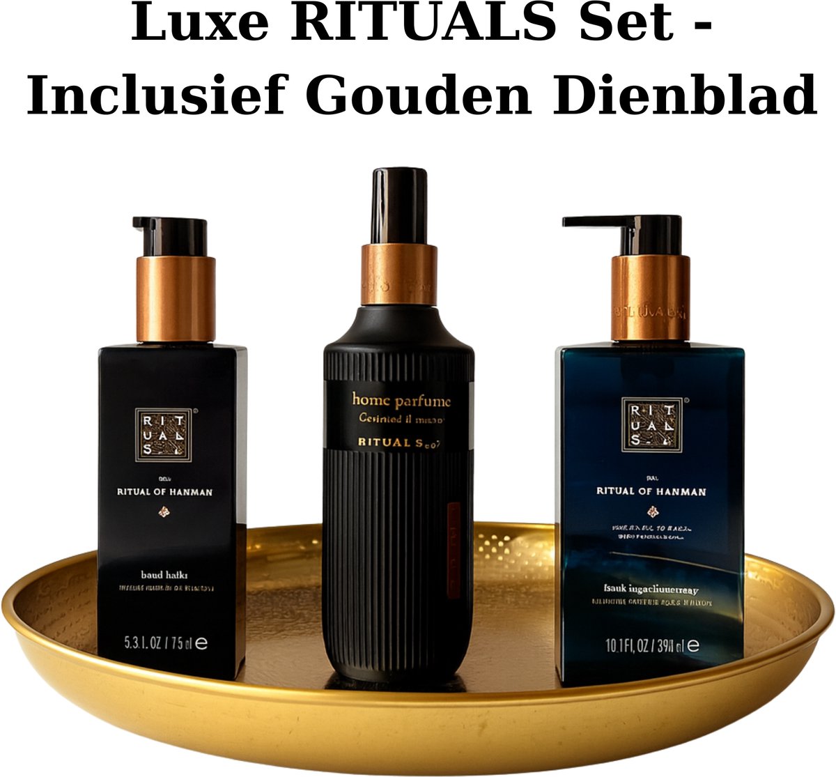 Rituals - Geschenkset - Hammam - Hand Wash 300 ml + Kitchen Hand Balm 175 ml + Huisparfum 200 ml + Gouden Dienblad - Cadeau Set - Rituals Producten