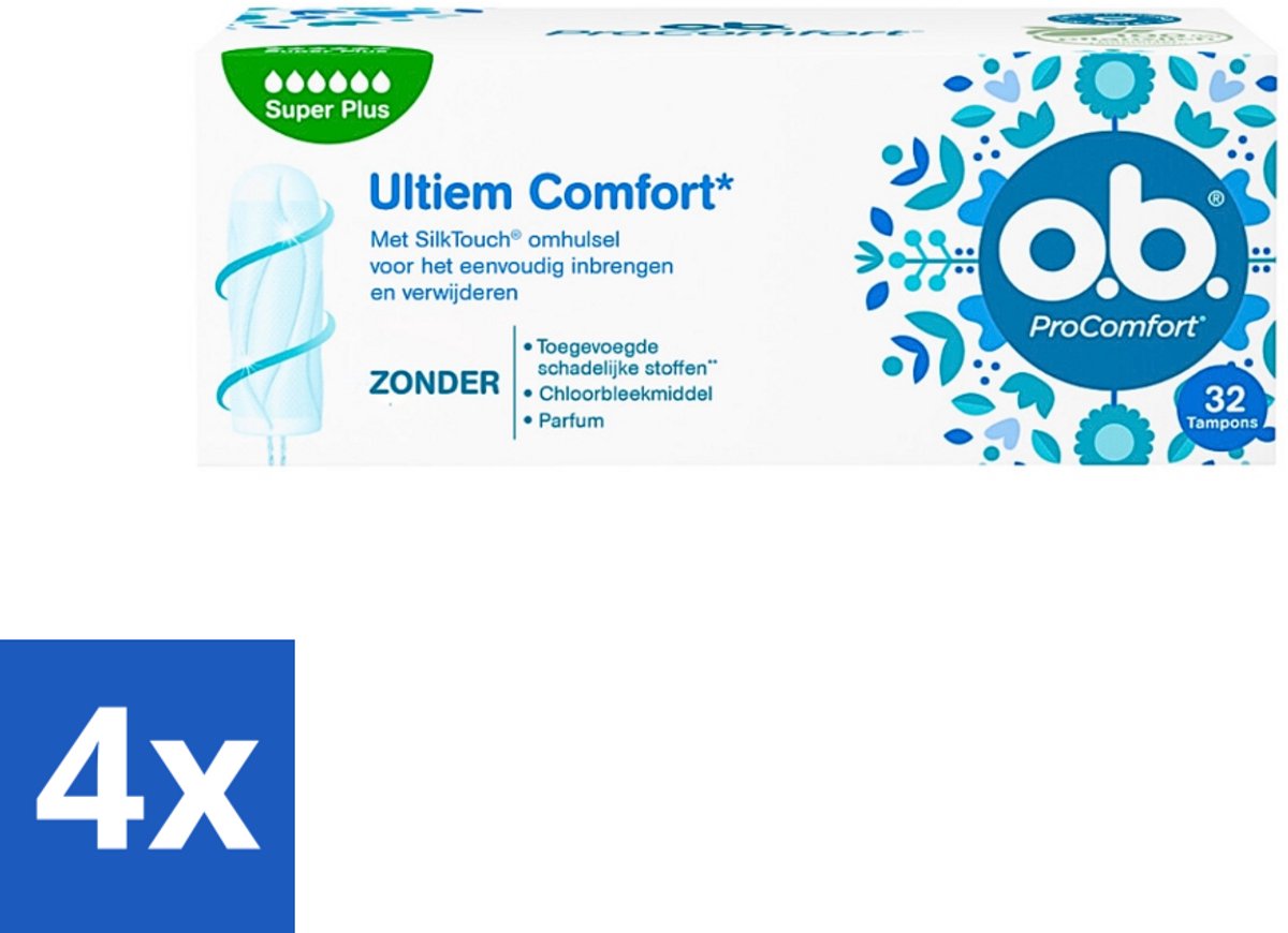 o.b. - Tampons - ProComfort Super Plus - Extra Absorptie - 32 tampons - Voordeelverpakking - 4 stuks