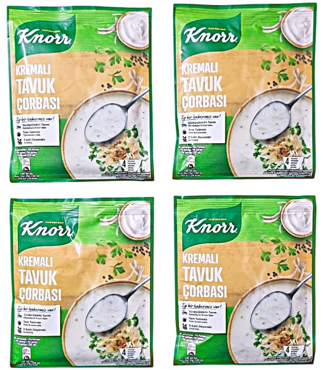 Knorr Romige Kippensoep 4x76 g | Gezonde romige kipsoep | Rijk aan eiwitten & voedingsstoffen -Knorr Kremalı Tavuk Çorbası 4x76 g - Knorr Creamy Chicken Soup 4x76 g | Healthy Creamy Chicken Soup | Rich in Protein & Nutrients