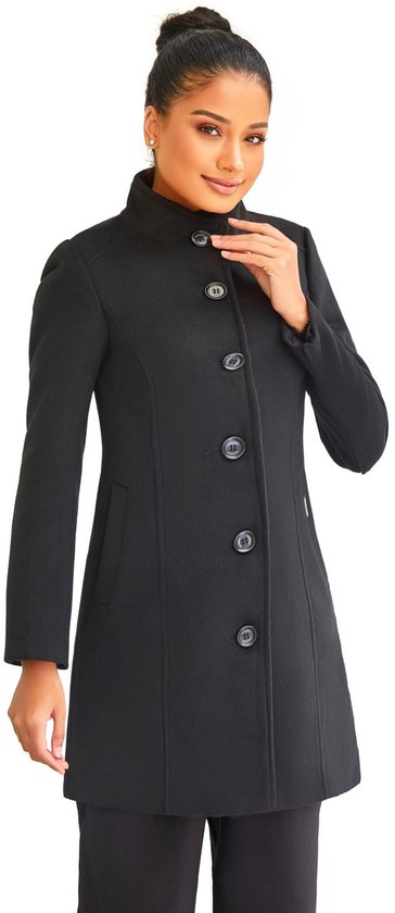 Versano Violet NG Dames Mantel Manteljas 3 kwart Winterjas S - Zwart