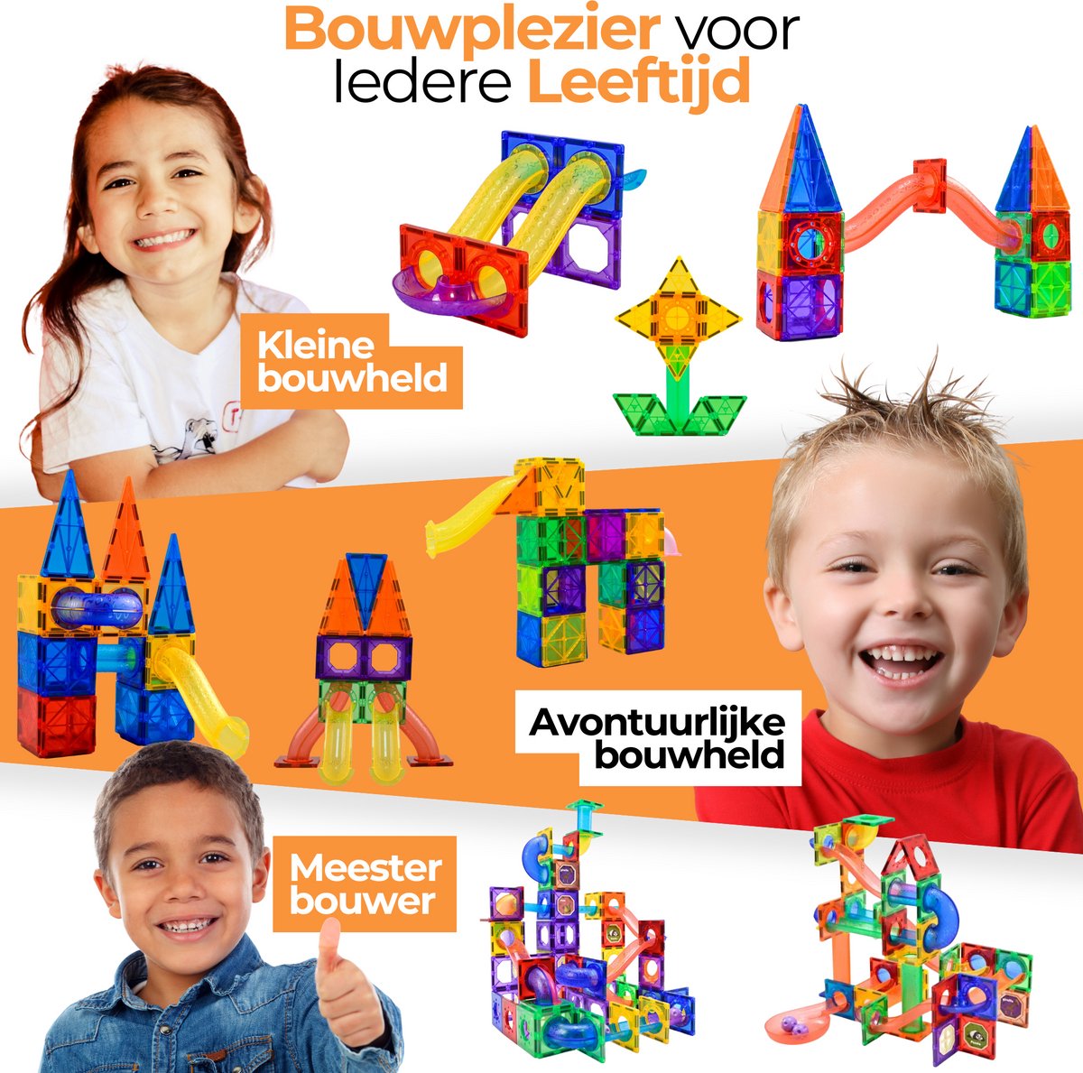 Magna Minds - Magnetic Tiles - Knikkerbaan - 105 stuks - Magnetisch Speelgoed - Constructie speelgoed - Magnetische tegels - Montessori speelgoed - Magnetic toys - Magnetische bouwstenen - Speelgoed Kinderen — afbeelding 5