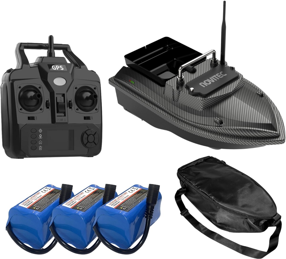 Novitec Scout GPS Voerboot - Karper Voerboot - 3 Batterijen - 160 GPS Postities - 500M Bereik - Ruime laadbak - Inclusief Draagtas - 1 Jaar Garantie