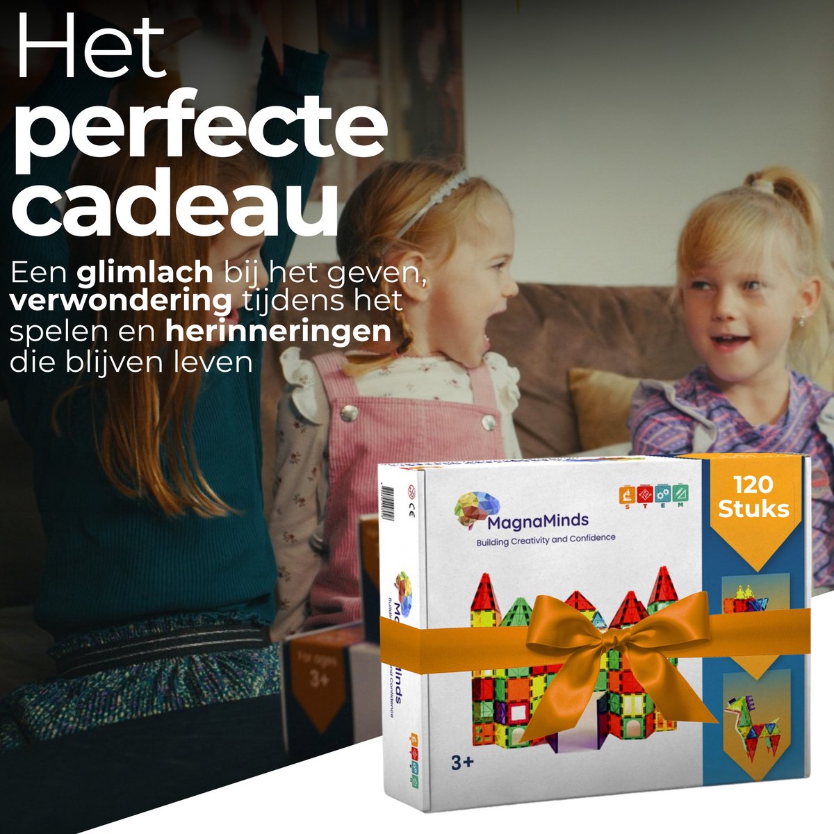 Magna Minds - Magnetic Tiles- Magnetisch Speelgoed – 120 stuks - Constructie speelgoed - Magnetische tegels - Montessori speelgoed - Magnetic toys - Magnetische bouwstenen - Speelgoed Kinderen — afbeelding 7