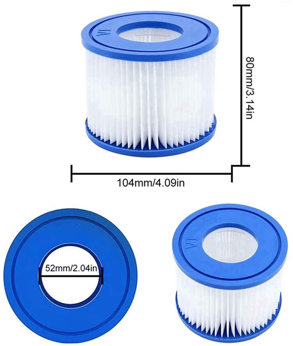 4 x Filter VI voor zwembad - geschikt voor Bestway Miami, Lay-Z-Spa Pool filter - Filterpatroon VI — afbeelding 8