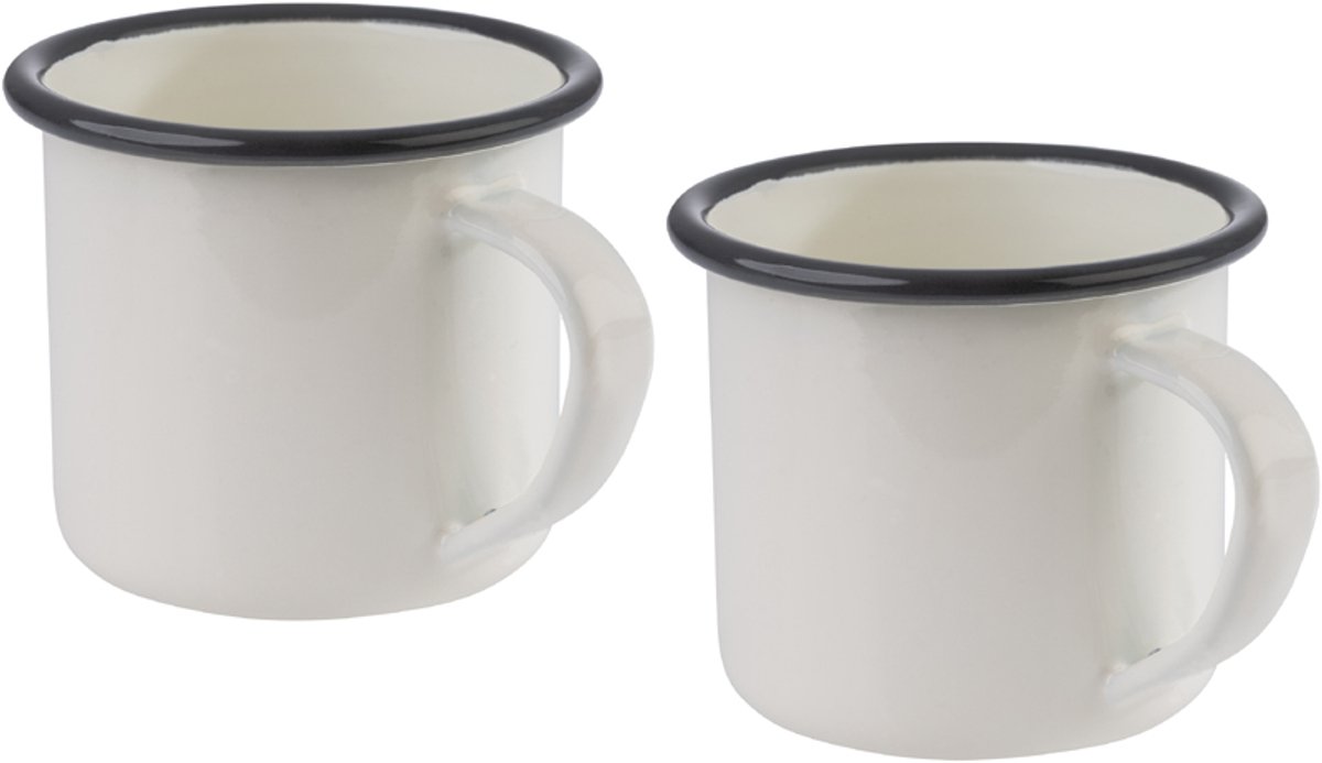 APS Emaille mok met handvat, 350 ml, set van 2