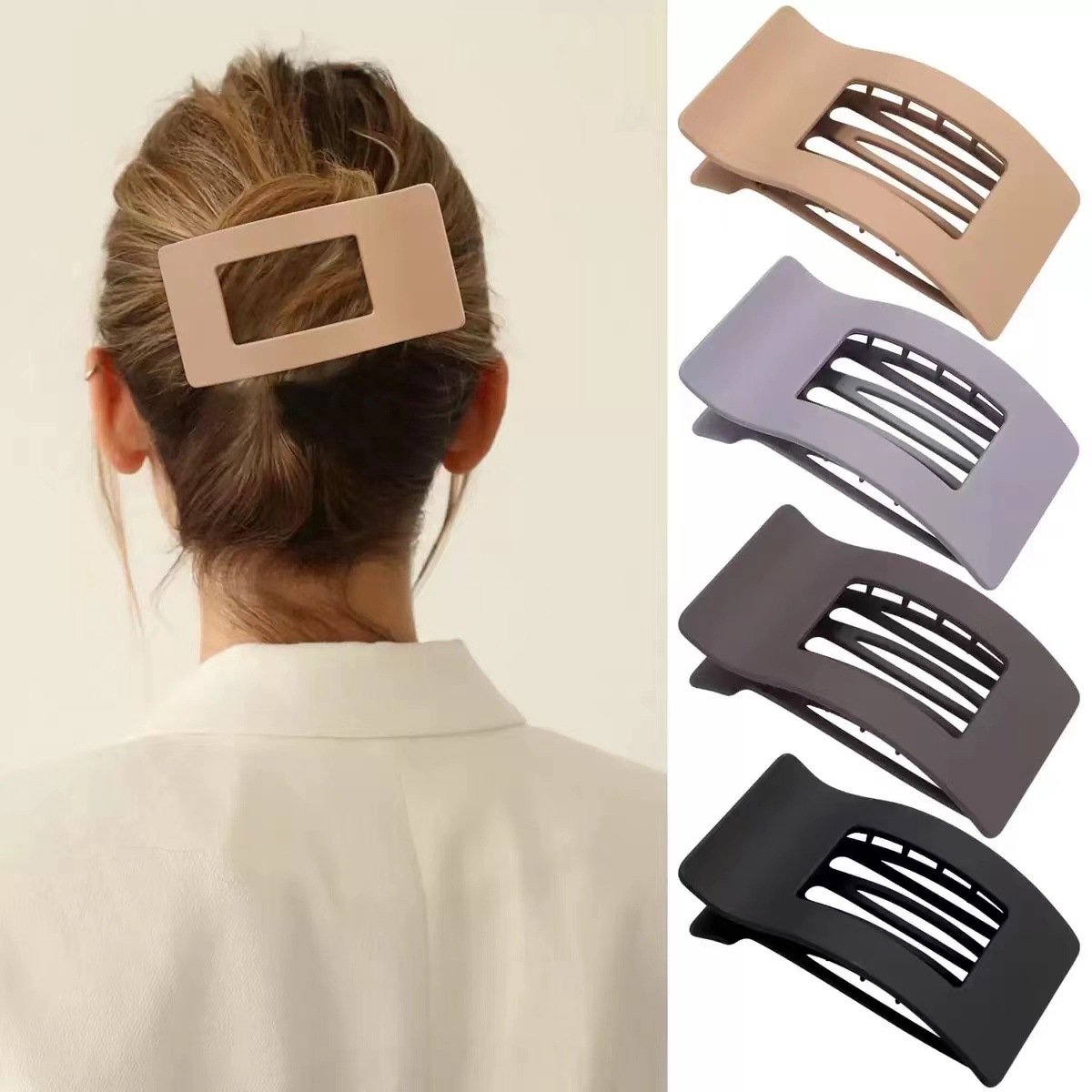 4 stuks platte haarclips voor vrouwen, gebogen ontwerp haarclips voor liggend en rijdend haar - lichtgewicht en comfortabel, antislip matte, sterke haarclips voor dun en dik haar, haaraccessoires
