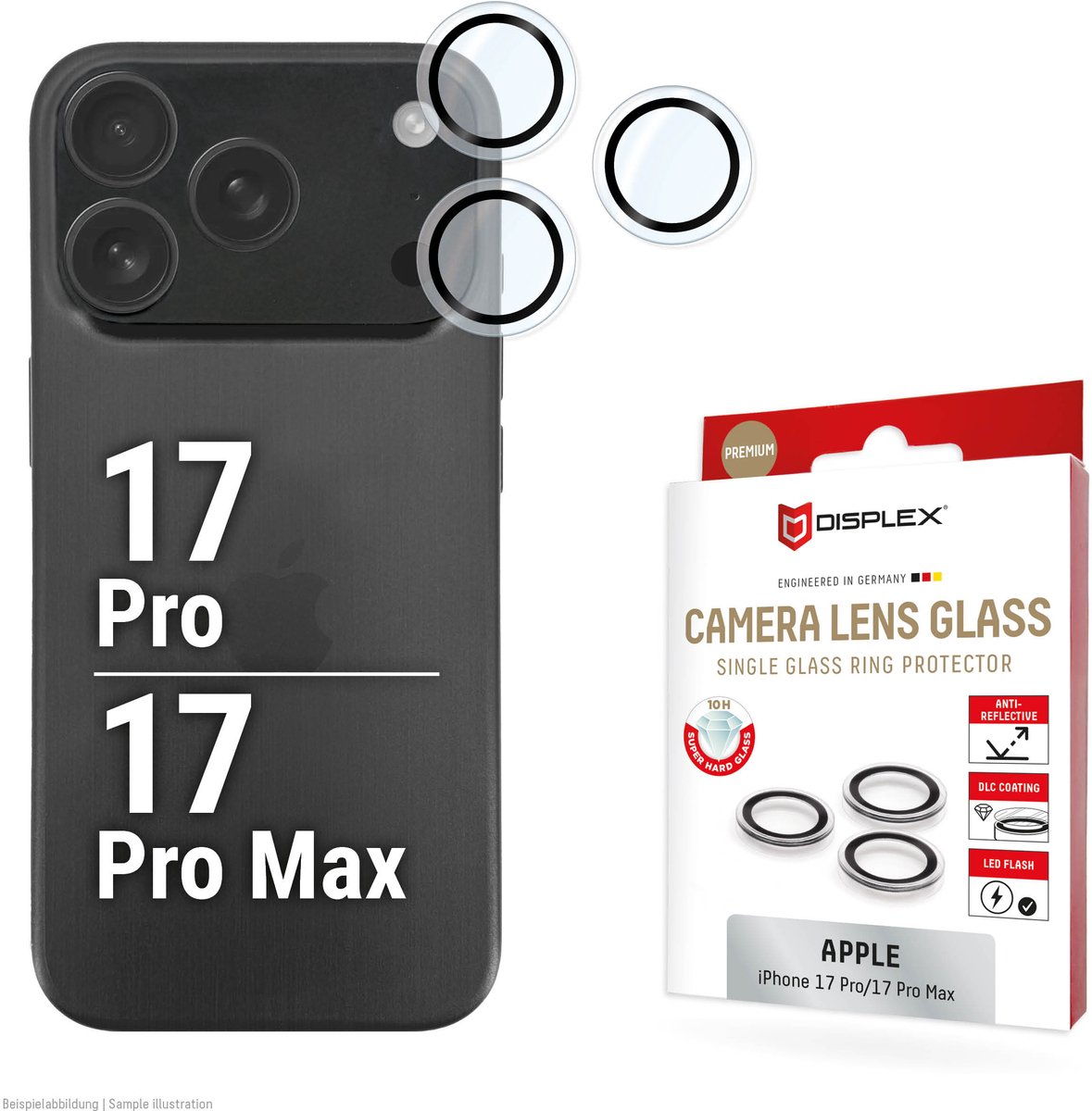 Displex CamGlass Single Camera Protector geschikt voor Apple iPhone 17 Pro / 17 Pro Max