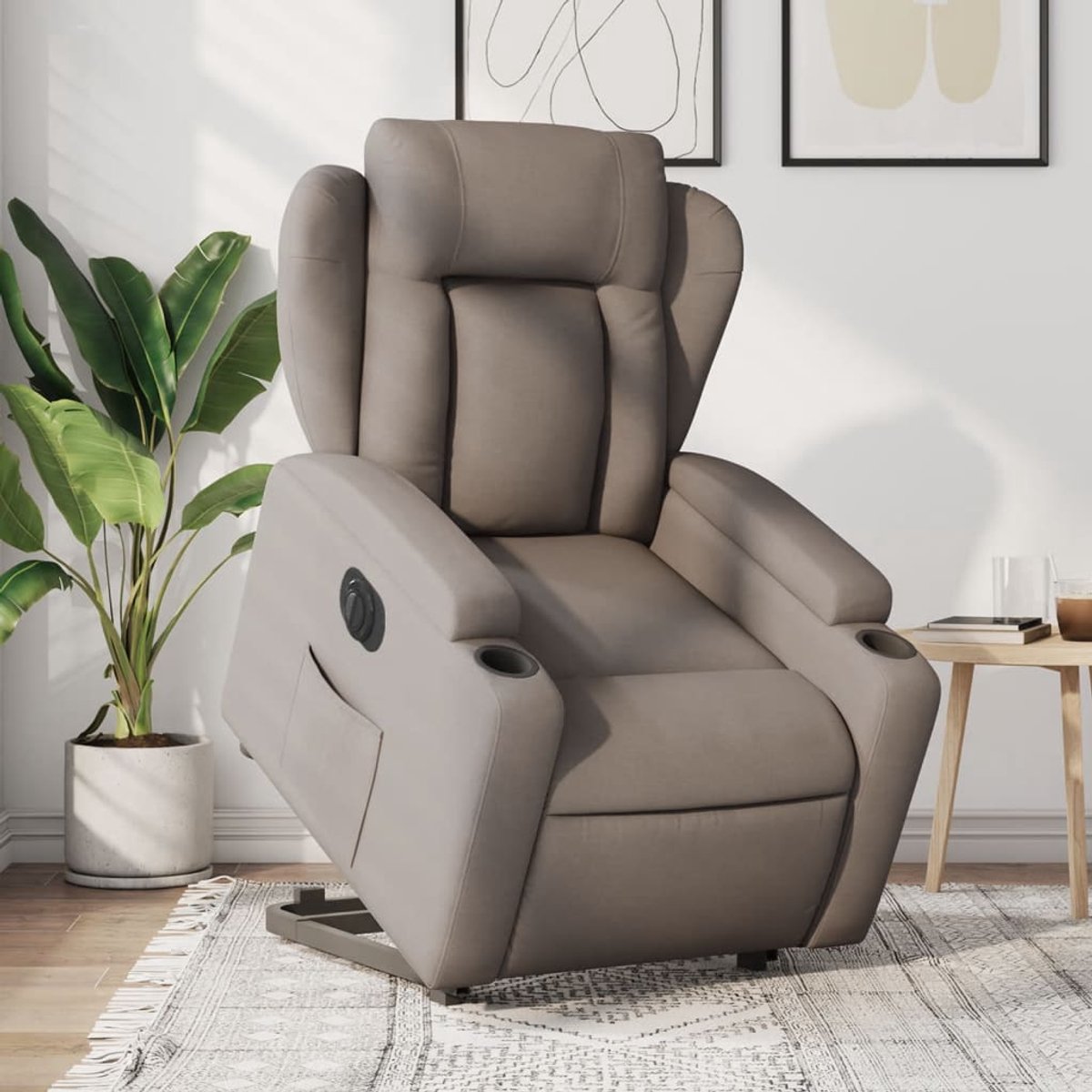 vidaXL - Sta-op-stoel - elektrisch - verstelbaar - stof - taupe – foto 4