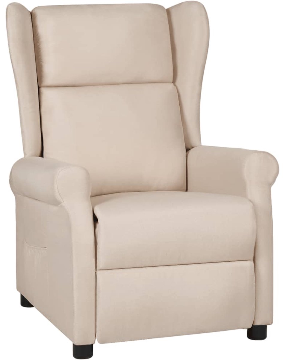 vidaXL Fauteuil - verstelbaar - stof - crèmekleurig