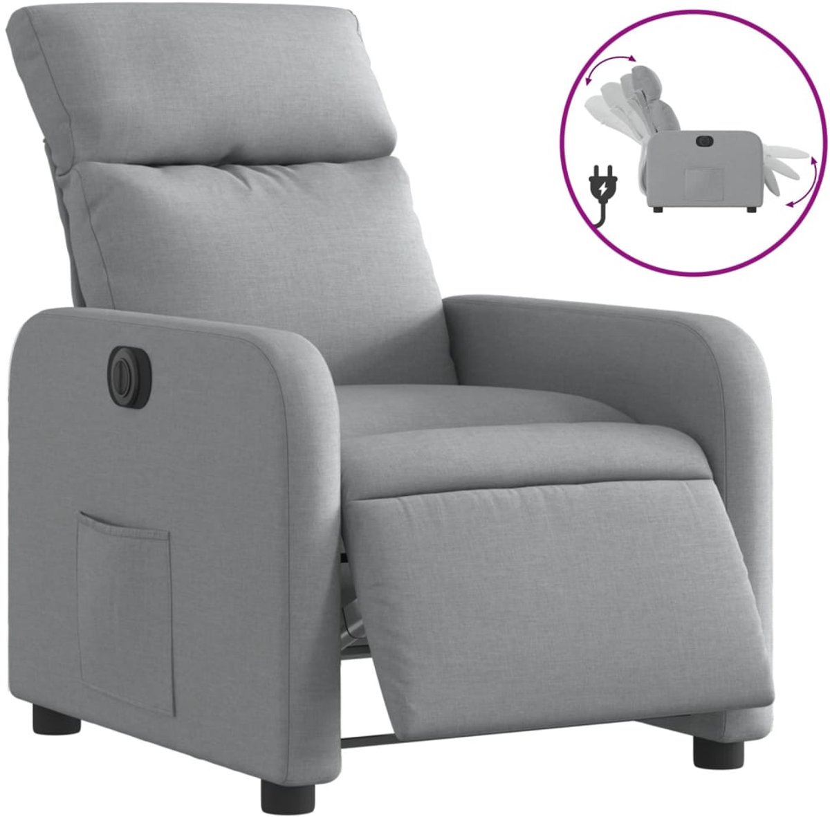 vidaXL Fauteuil - elektrisch - verstelbaar - stof - lichtgrijs