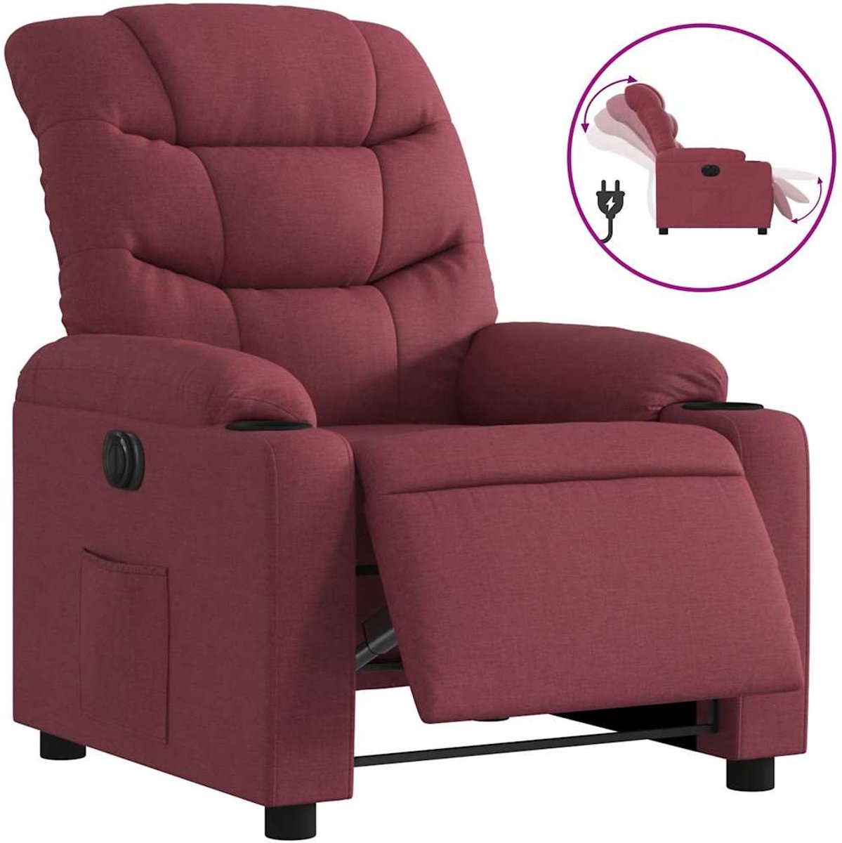 vidaXL Fauteuil - verstelbaar - elektrisch - stof - wijnrood