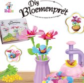 NIEUW! KidZzz DIY Bloemenpret – Bloemen Knutselpakket voor Kinderen (+3 jaar) - Zelf Bloemen Boeketten maken - Incl. Vaasje, Bloempot, Cadeaupapier, Grond & Accessoires – Textiel Bloemblaadjes – Gerecycled Plastic stelen. Creatief Educatief speelgoed