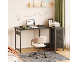Ibenzoa® Ruimtebesparend L-vormig hoekbureau met laden voor thuis en kantoor