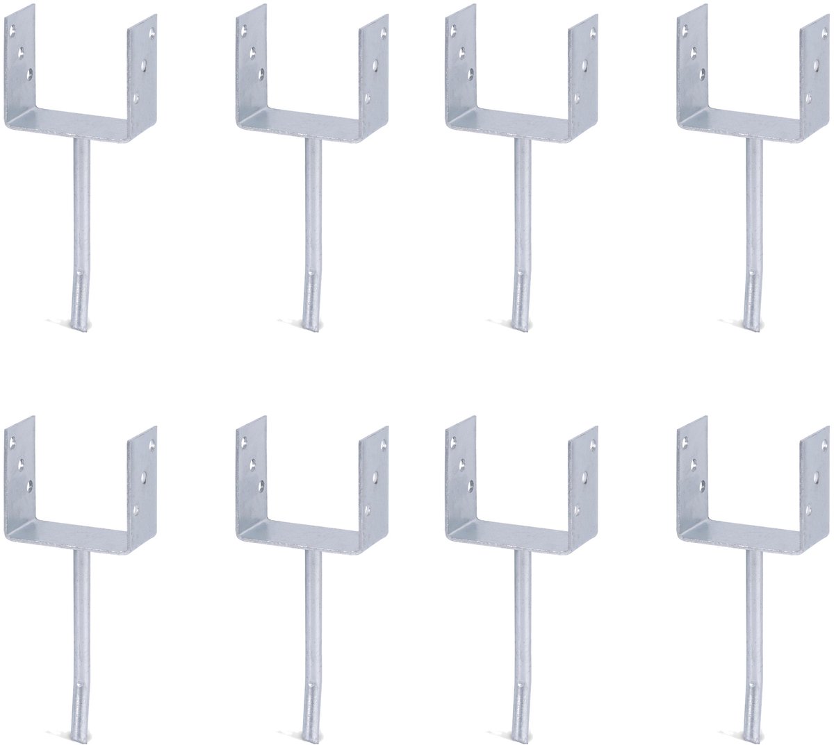 Alberts 8 x U-paaldrager mit Rundstahl-betonanker, 121x104 mm, betonanker 200 mm, thermisch verzinkt, voor inbetonneren