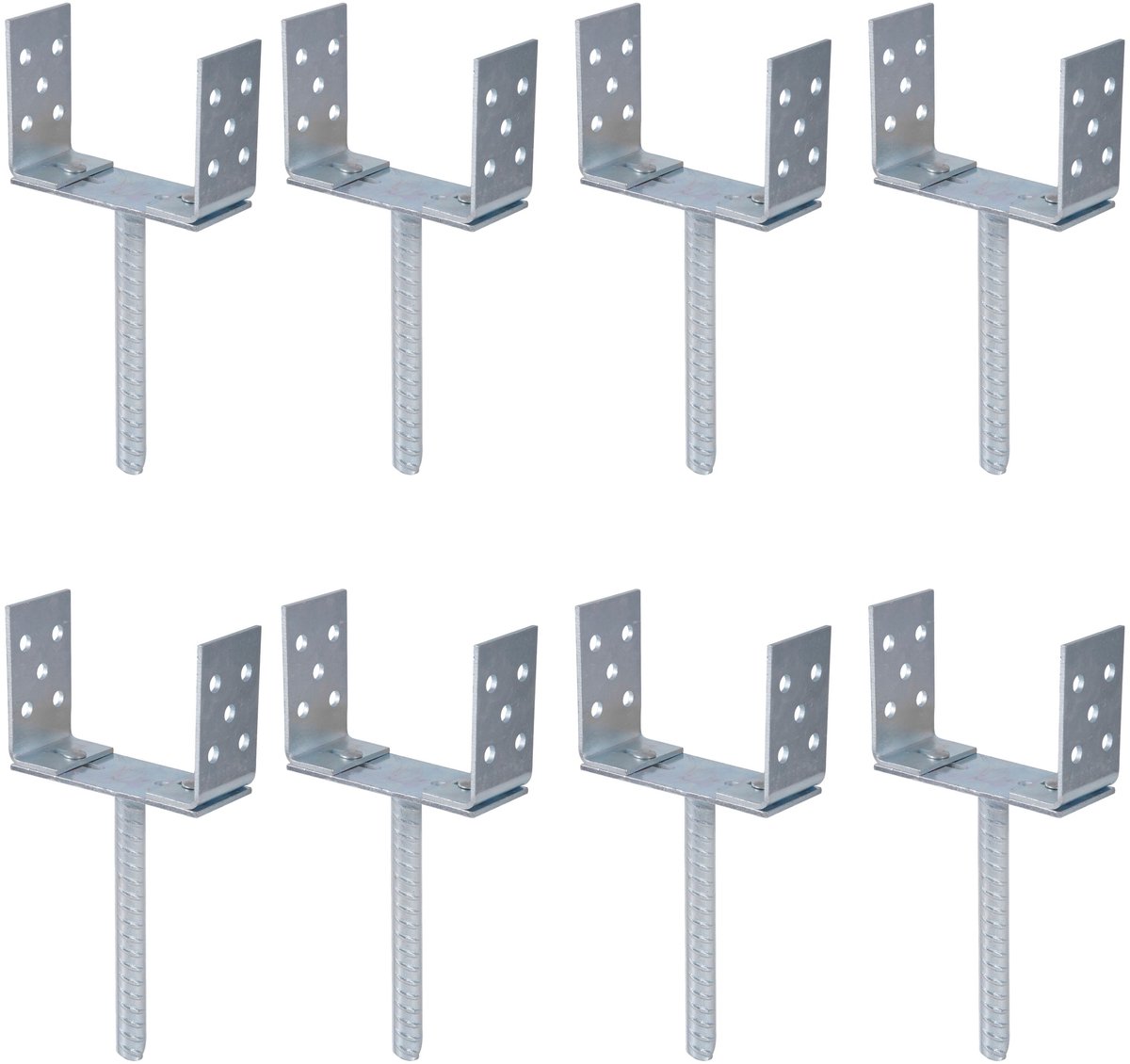 Alberts 8 x U-paaldrager, Breite 75 - 180 mm, hoogte 108 mm, Riffelstahl-betonanker 200 mm, blauw elektrolytisch verzinkt