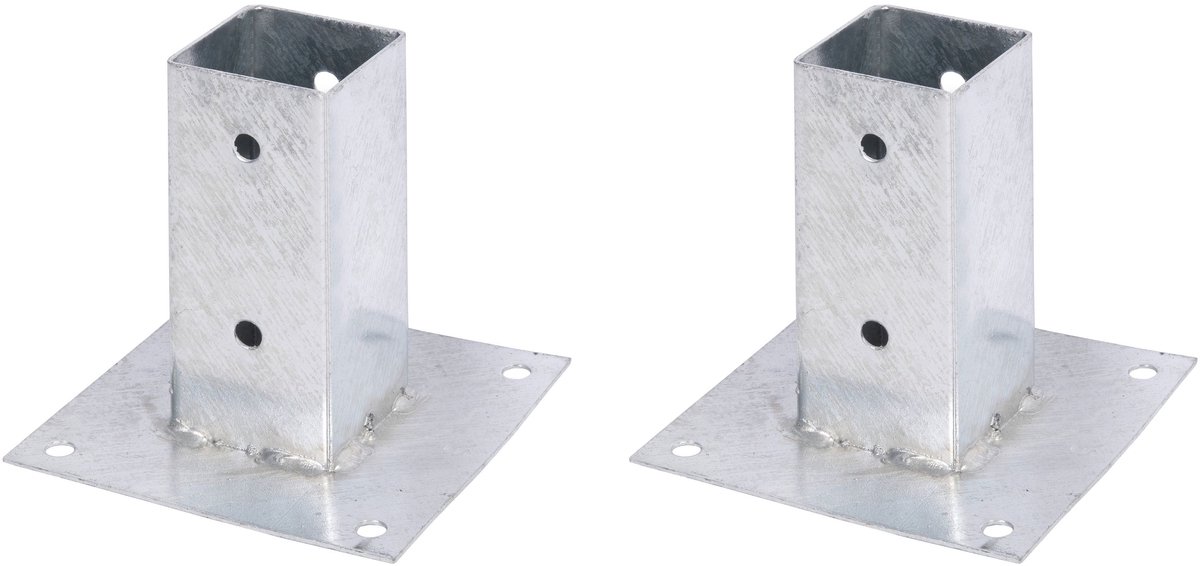 Alberts 2 x opschroefhuls voor vierkante houten palen, 61x61 mm, thermisch verzinkt, voor opschroeven