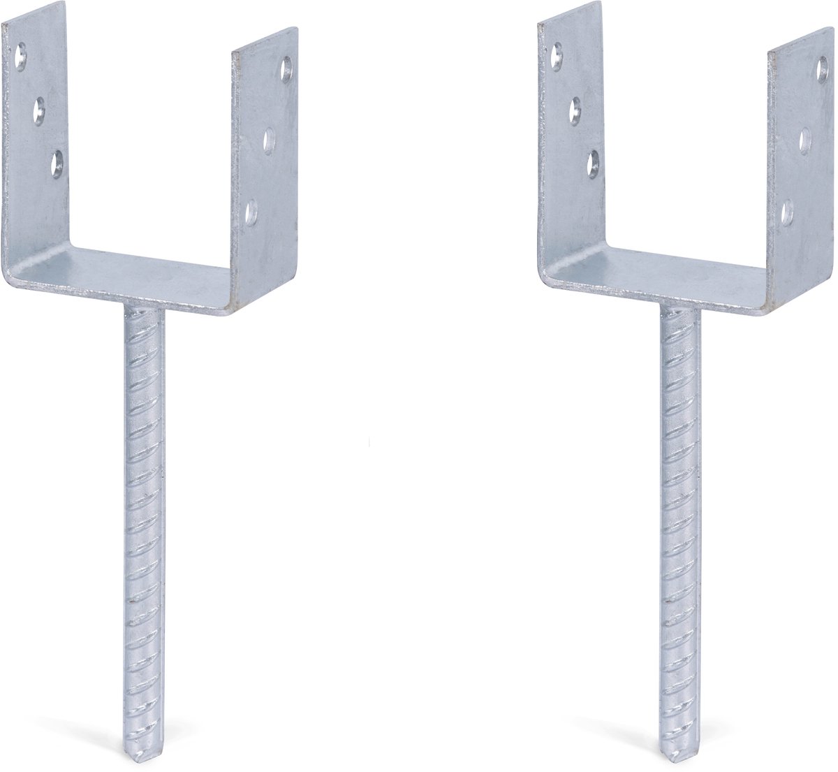 Alberts 2 x U-paaldrager mit Riffelstahl-betonanker, 101x104 mm, betonanker 200 mm, thermisch verzinkt, voor inbetonneren