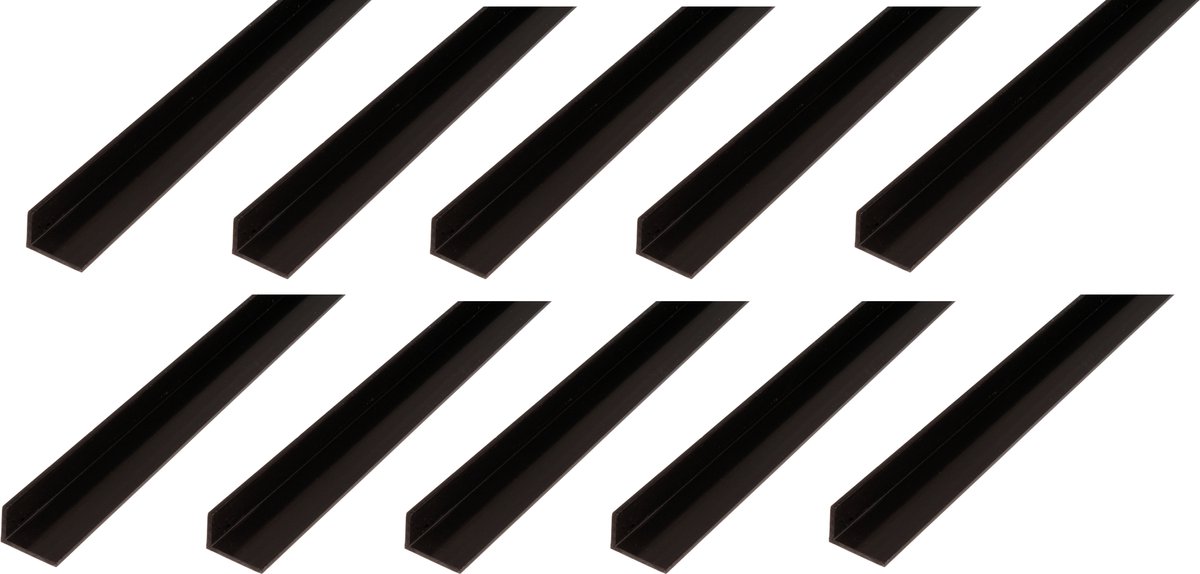 Alberts 10 x hoekprofiel, PVC, zwart, 30 x 20 x 1 mm, lengte 1 m