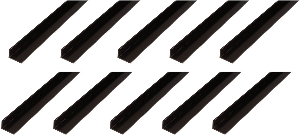 Alberts 10 x hoekprofiel, PVC, zwart, 25 x 20 x 2 mm, lengte 2 m