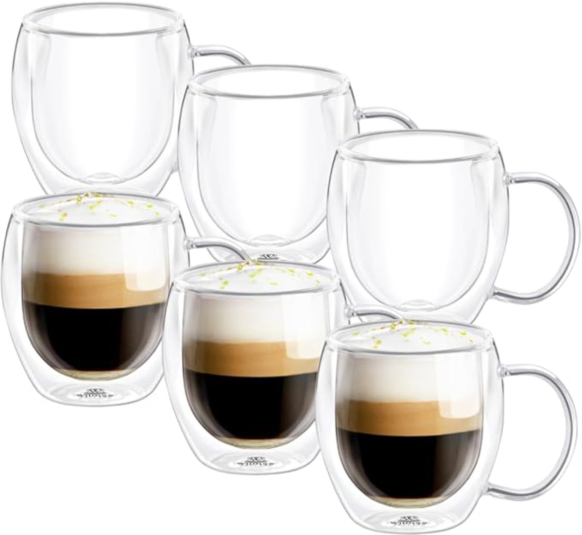 Wilmax - Dubbelwandige Beker - Glas - 250 ml - 6 Stuks