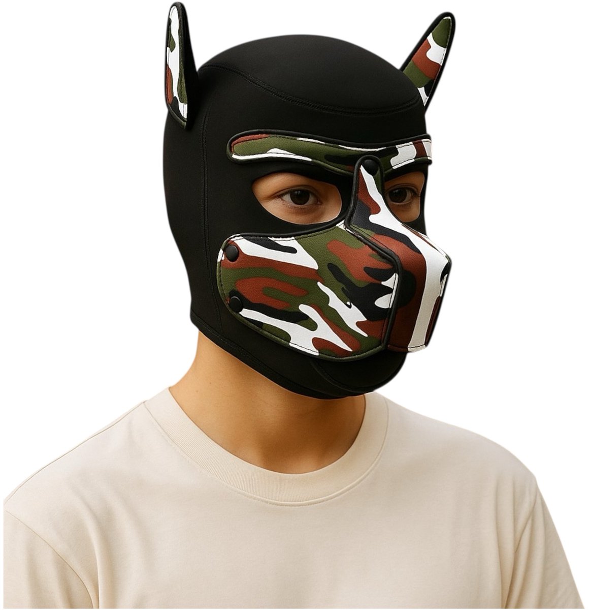 Hondenmasker Camouflage – Cosplay Masker Volwassenen – Verstelbaar – Kinky Pleasure® – Puppy Roleplay Masker