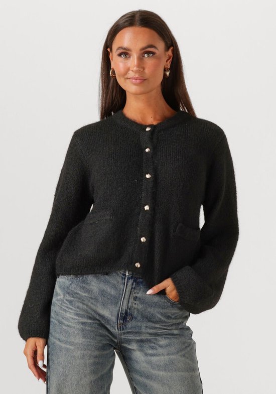 Object Objsaggia Re L/s Knit Cardigan Truien & vesten Dames - Sweater - Hoodie - Vest- Zwart - Maat XL