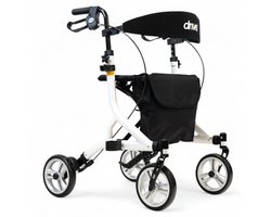 Rollator Nitro SL (SuperLight) - Ultra lichtgewicht - Opvouwbaar - Semi-soft banden - Slechts 5,5 kg - Wit - Inclusief stokhouder, rugsteun en tas - Gewicht vergelijkbaar met carbon