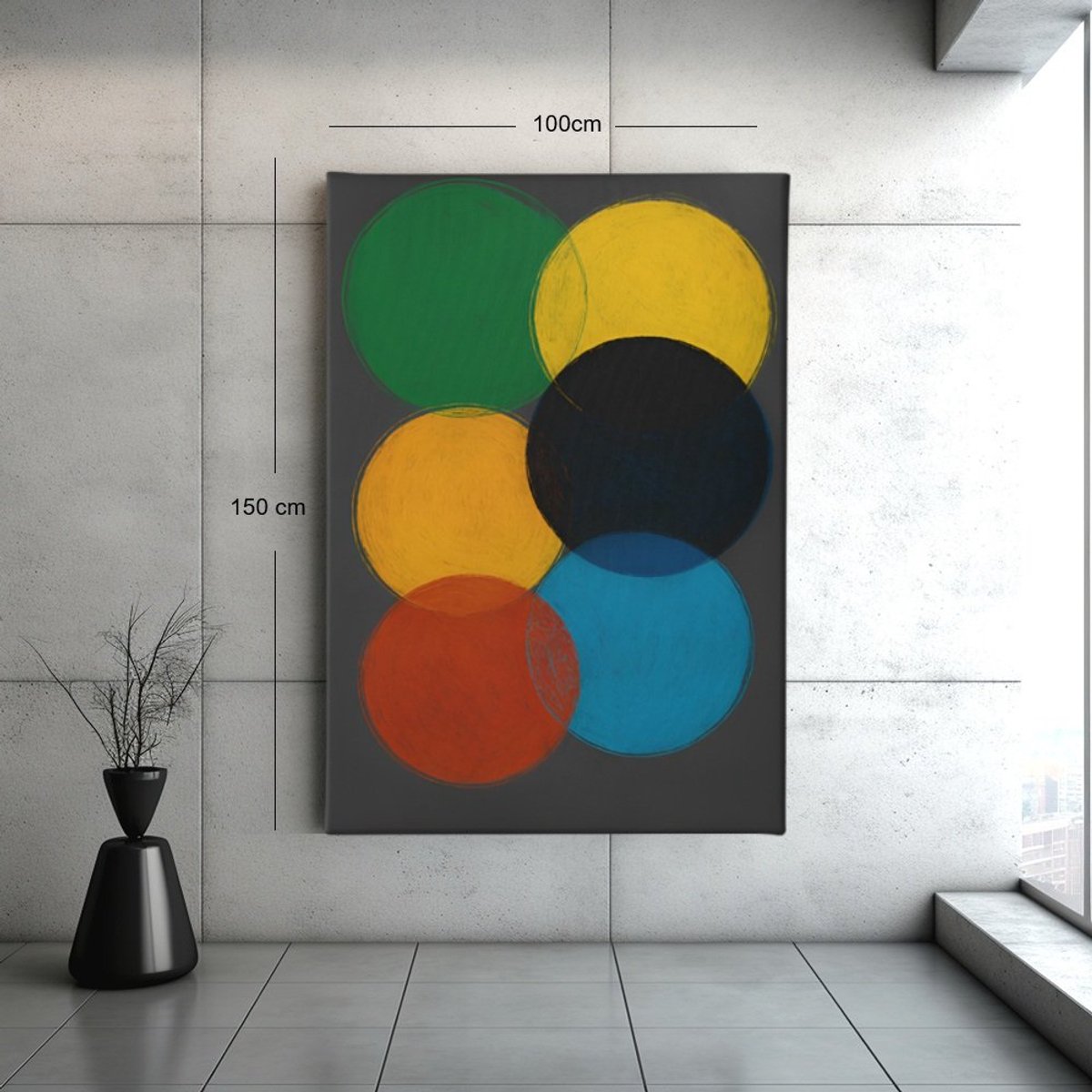 Trendex Global Canvas Schilderij - Cirkels - Abstract - Zwart - Goud - 120x80x2 cm