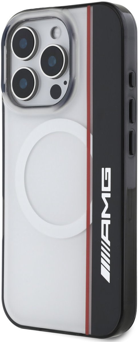AMG iPhone 16 Pro Back cover case - Magsafe - Double Layer - Red Line - White