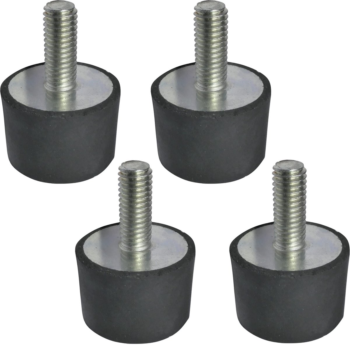Set van 4 rubberen dempingsvoeten met M8 schroefdraad, diameter 30 mm en hoogte 20 mm, hardheid 40 ± 5 voor effectieve trillingsdemping en bescherming