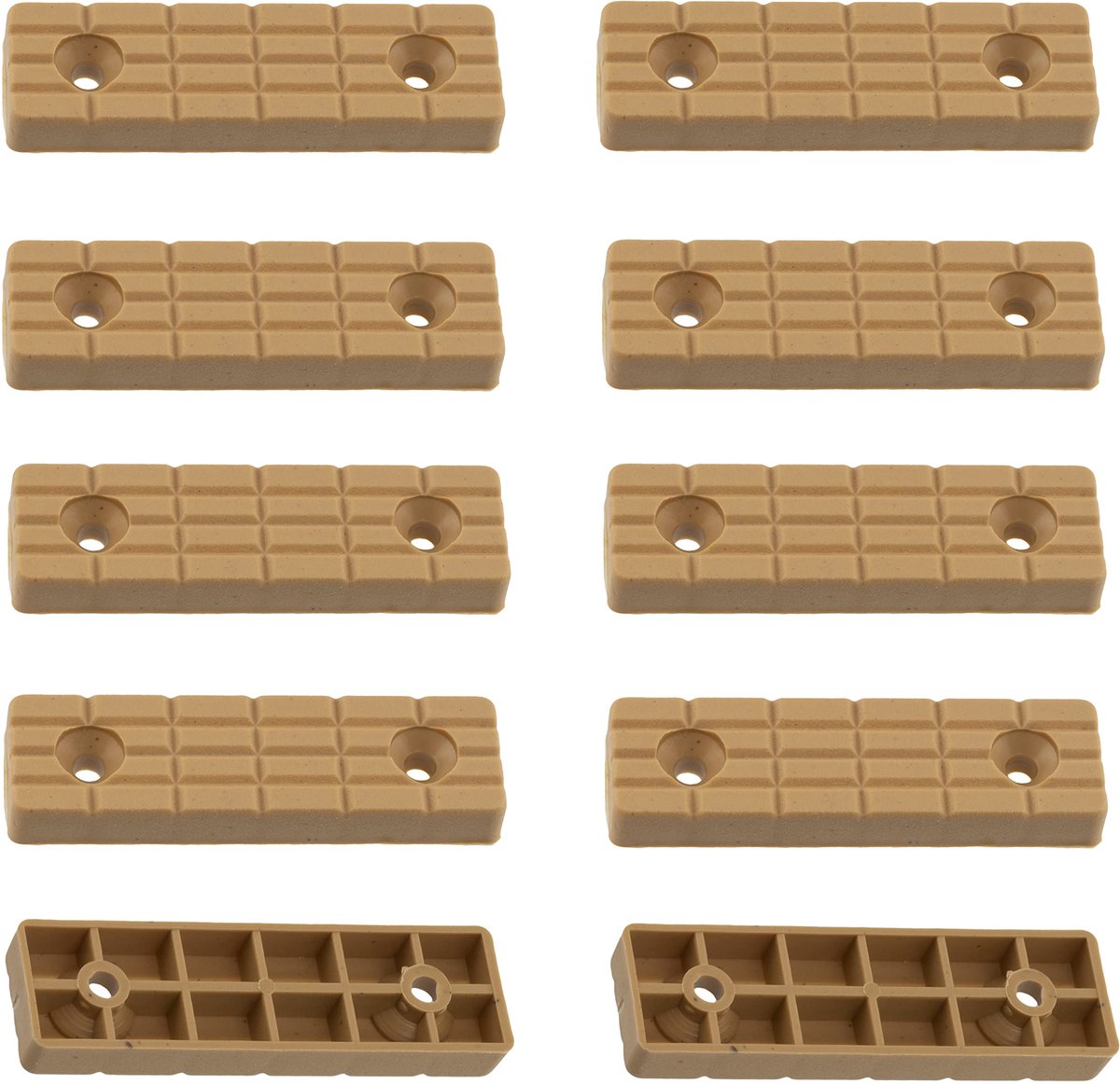 C65809 - Set van 10 Meubelglijders, Beukenhout, 56 x 16 x 7 mm, Kunststof