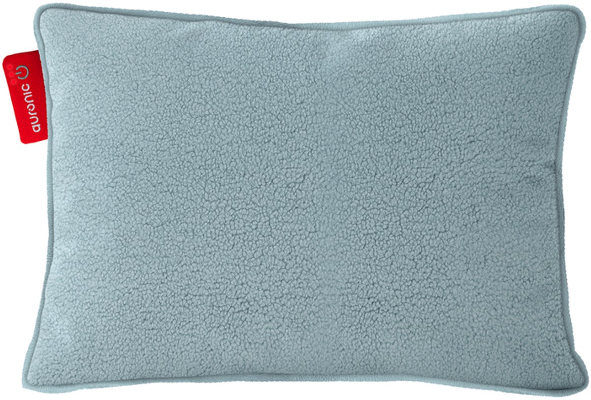 Auronic Warmtekussen - Sherpa Fleece - 45x60 - Draadloos - Oplaadbaar - Elektrisch kussen - Infrarood - Blauw/Grijs