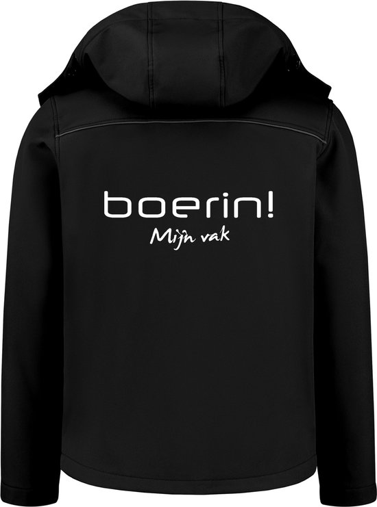 BOERIN! Mijn vak - Softshell Jas - Dames - Winddicht - Waterafstotend - Tussenjas - Outdoor Jas Dames - Zwart - Maat XL
