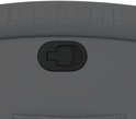 Detail van de hendel van de grijze verstelbare fauteuil.