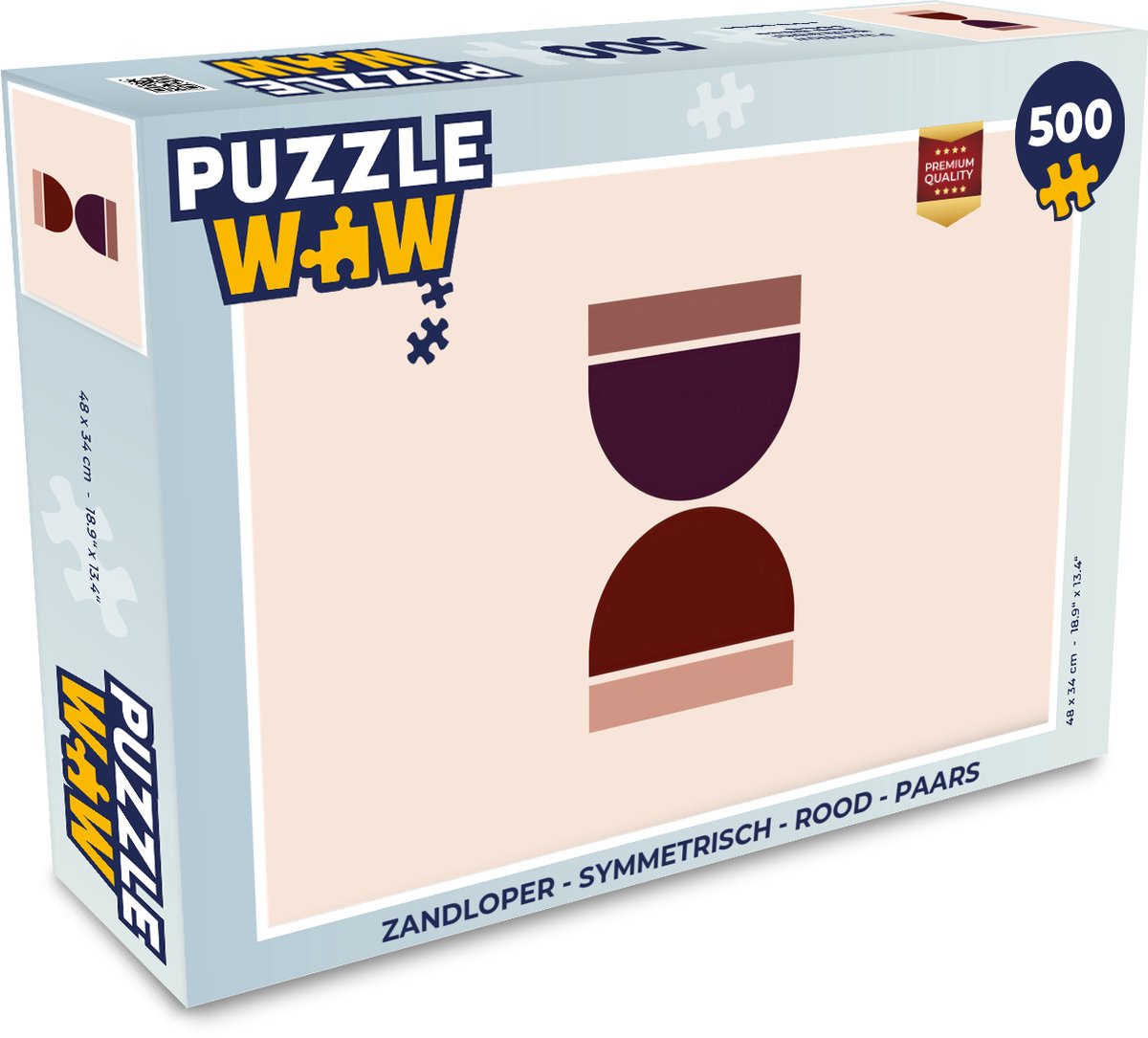 Puzzel Zandloper - Symmetrisch - Rood - Paars - Legpuzzel - Puzzel 500 stukjes