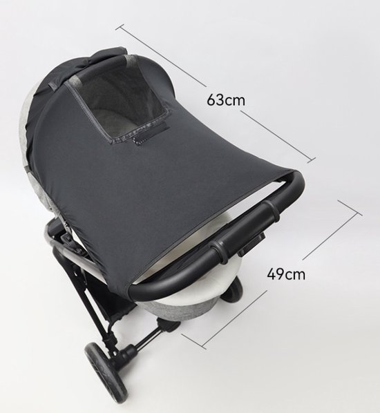 Kinderwagen Zonnescherm - Wandelwagen/ Buggy - Met Kijkvenster - Zonnedoek - Spatwaterdicht - Ademend - Parasol - Eenvoudig Te Bevestigen - UV-Doek - Verstelbaar - Past Op Bijna Elke Kinderwagen of Buggy - Universeel - Zwart van Merkloos — afbeelding 5