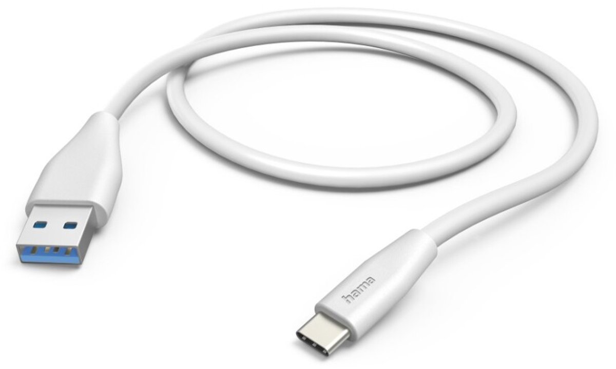 Hama USB-A naar USB-C kabel - USB-C oplaadkabel- 1,5 meter - Geschikt voor Smartphone en Tablet - Wit