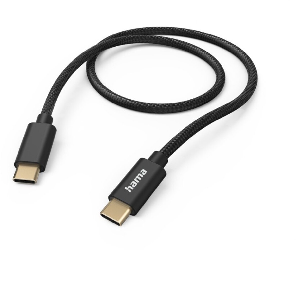 Hama Fabric USB-C naar USB-C kabel - Oplaadkabel geschikt voor Samsung / Android - Power Delivery - 3A USB2.0 - 480Mbps - 150cm - Zwart