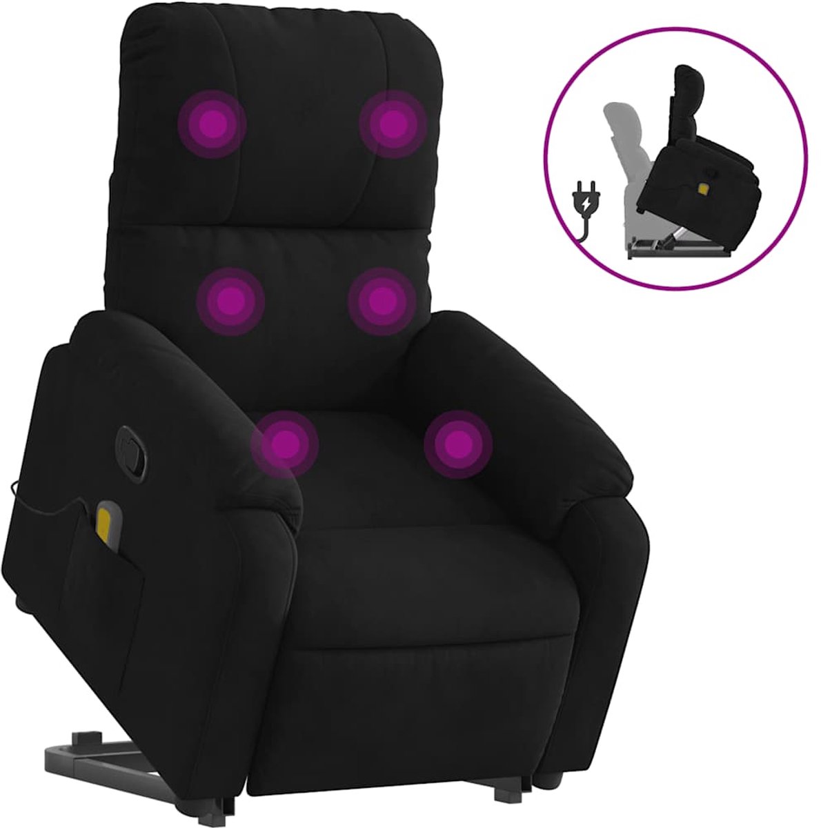 vidaXL Sta-op-massagestoel - verstelbaar - microvezelstof - zwart